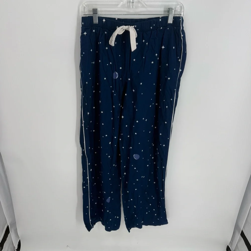 VICTORIA'S SECRET Star Moon PAJAMAS Size Medium Blue COTTON Flannel 2-piece - Picture 5 of 7